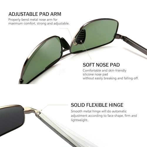 Image of SUNGAIT UV protection Ultra Lightweight Rectangular Polarized Sunglasses