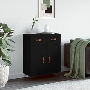 HOMEELIKE Sideboard Schwarz 69,5x34x90 cm
