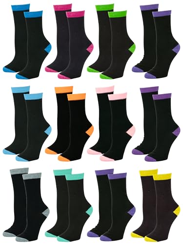 Image of Gelante 12-Pair Women's Crew Socks, Soft Thin Lightweight Breathable Athletic & Casual