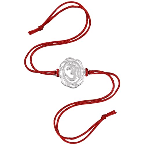 Image of Parnika 925 Om Ganesha Rudraksha Infinity Bro Shiv Bhai Adjustable Silver Rakhi Bracelet For Brother in 92.5 Sterling Silver for Boys and Men | Chandi ki Rakhi | Gift Box Roli Chawal