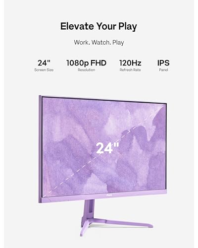 Image of Pixio PX246 Wave Purple 24 inch 120Hz Refresh Rate FHD 1080p Resolution IPS Panel 4ms GTG Response Time Gaming Monitor with Adaptive Sync