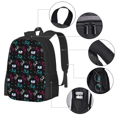 Video Game Controller Backpack Large Capacity Backpacks Leisure Travel Daypack 12.5X5.5X16.5 inch3