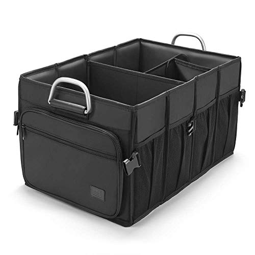 MIU COLOR Foldable Car Trunk Organizer Washable Automotive Storage Box Suitable for SUV with 2 Straps (Black Trunk Large) (Update)