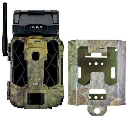 SPYPOINT Link-S-V Verizon Solar Cellular Trail Camera 4G LTE 12MP HD Video Solar Panel Blur Reduction IR Boost 0.07s Trigger 100' Flash Range (Link-S + SB-200 Security Box)