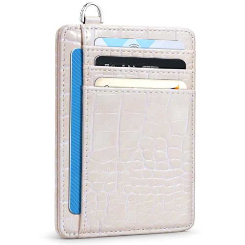 Image of Coco Rossi Crocodile Wallet Women Slim Credit Card Holder with Keychain