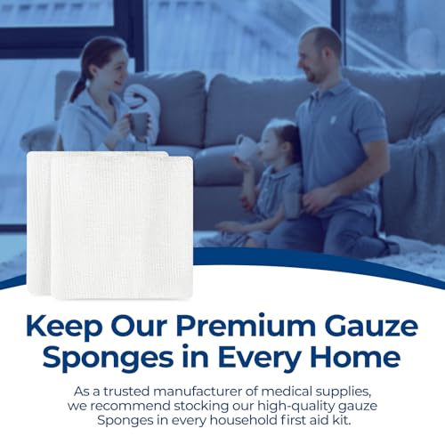 Image of 200 Pack 3x3 Inch Gauze Sponges 8-Ply, 100% Cotton Soft Woven Gauze Pads for Wound Care, Highly Absorbent Bulk Hospital-Grade First Aid & Surgical Dressing