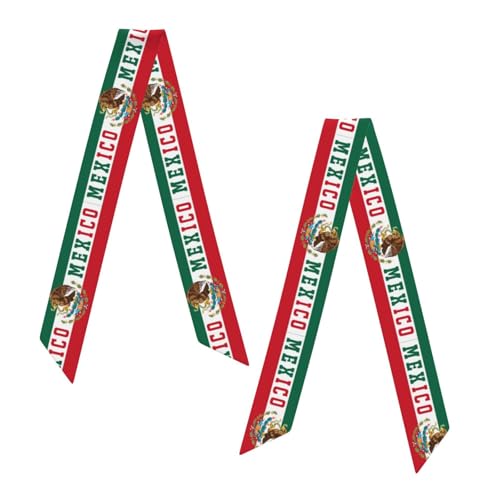 Women's Fashion Neck Scarf Mexico Mexican Vintage Emblem Lightweight Silk Head Scarf Double Sided Hairband Headband for Handbag Accessories2