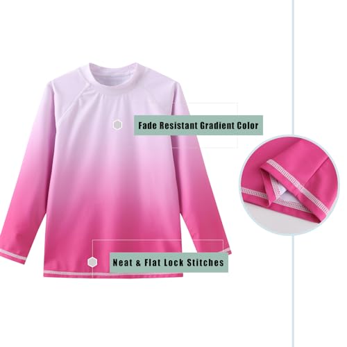 Image of Girls Long Sleeve Swim Shirt Rash Guard for Girls One Piece Bathing Suits with UPF 50+ Sun Protection 3-16 Years