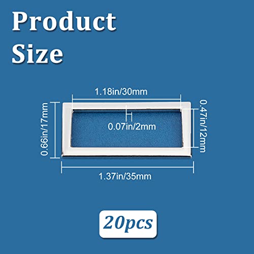 Image of GORGECRAFT 1 Box 20Pcs Metal Flat Rectangle Rings 30mm Inner Length Heavy Duty Silver Alloy Buckle Loop for Luggage Bag Backpacks Wallets Belt Garment Strap DIY Sewing Crafts Decoration Accessories