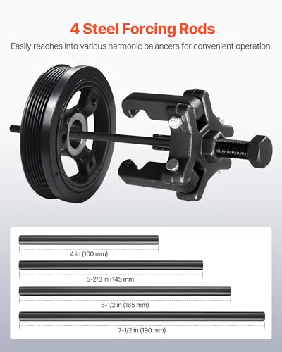 Image of VEVOR LS Harmonic Balancer Puller Kit, Adjustable 3-Jaw Puller Fits Most Late Model Vehicles, 3-Jaw Pulley Puller Set with 4 Forcing Rods for Removing Harmonic Balancers Without Removing The Radiator