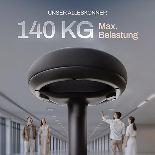 Wohnperle Bürohocker ergonomisch [Zertifiziert] 2in1 Sitzhocker & Stehhocker höhenverstellbar | Ergonomischer Hocker Schwarz für Büro und Schreibtisch - Wackelhocker + Pendelhocker mit Schwingeffekt