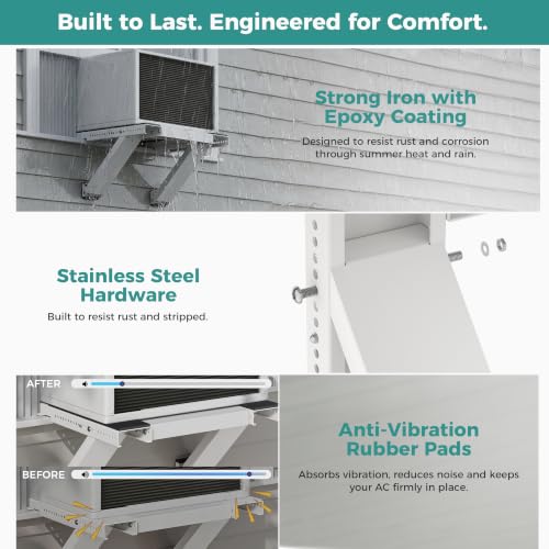 Ocyfym No-Drill Window Air Conditioner AC Support Bracket, AC Unit Outside Holder Stand Brace Mount, Soporte Base para Aire Acondicionado Ventana, Hold Up to 300LBS, Fit Single & Double Hung Window — view 6