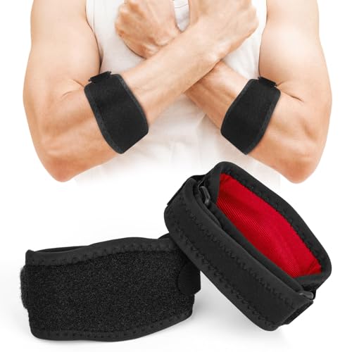 ACWOO 2 Uds Cinta Codo Tenista, Coderas de Golfista, Coderas para Epicondilitis Ajustable, Codera Tendinitis, Cinta de Compresión para el Codo, para Deportes Como el Tenis, Golf, Pesas (Rojo)