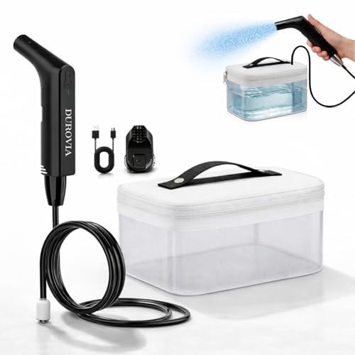 DUROVIA Portable Bidet for Travel & Camping Rechargeable Portable Shattaf High Pressure Spray Travel Shower Sprayer with Foldable 3.5L Water Tank شطاف المسافر Almusafir (Black)