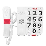 Corded Phone, Big Button Senior Landline Phones for Impaired Hearing and Vision, Ringer, Desktop Fixed Telephone for Home, Office