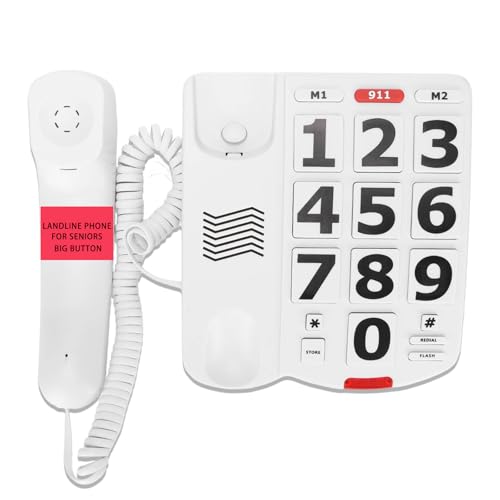 Dilwe - Corded Phone, Big Button Senior Landline Phones for Impaired Hearing and Vision, Ringer, Desktop Fixed Telephone for Home, Office