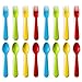 Plaskidy Plastic Toddler Utensils Set 8 Kids Forks and 8 Kids Spoons - BPA Free/Dishwasher Safe Toddler Silverware Brightly Colored Kid Plastic Cutlery Set, Great for Kids and Toddlers Utensils