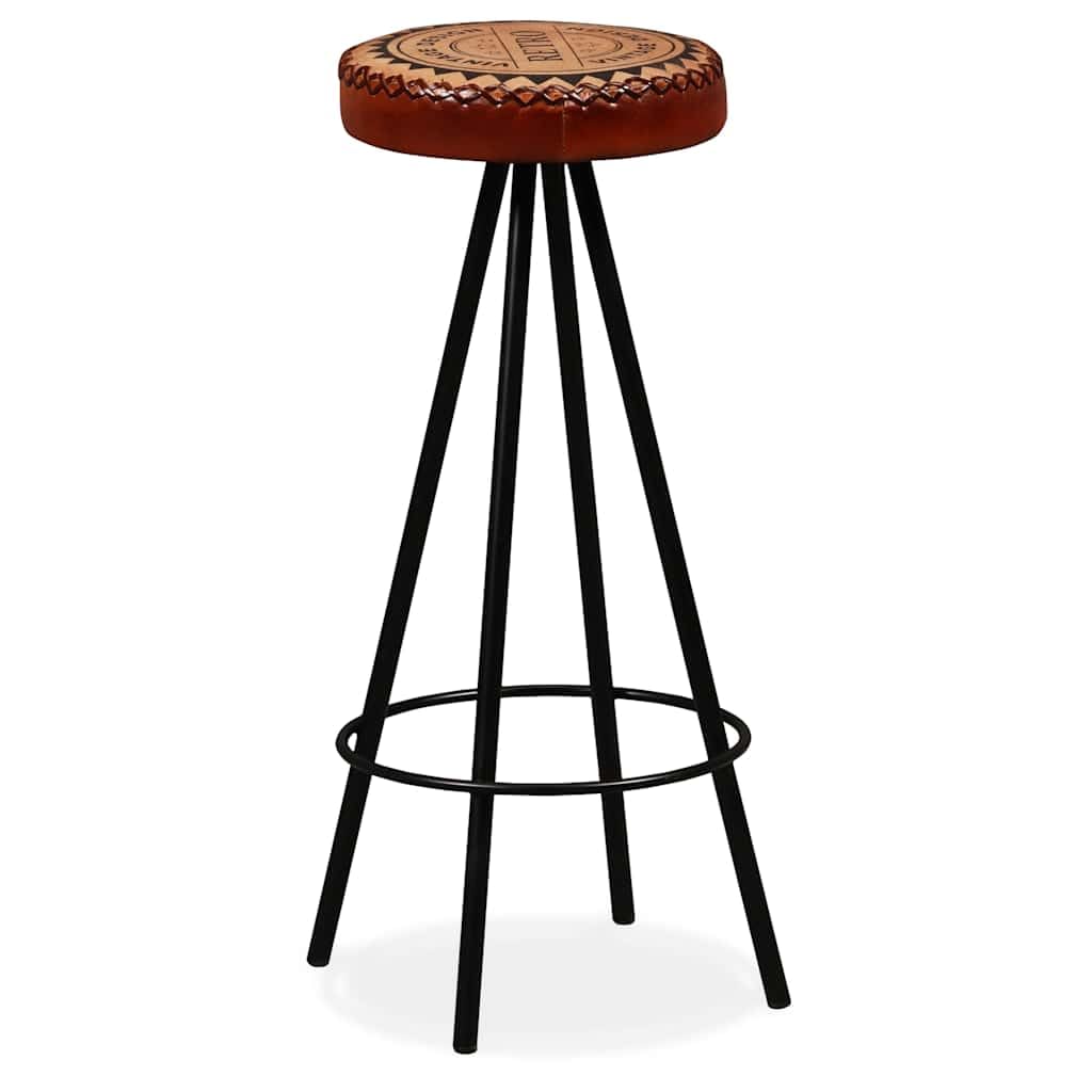 Ensemble de mobilier de Bar en Bois d'acacia Massif avec tabourets en Cuir véritable et Toile pour Maison, Bar ou Restaurant, Style Industriel, Livraison Facile