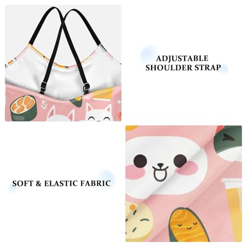 ALAZA Cat Kitten Sushi Strawberry Girls One Piece Swimsuit Swimwear Beach Sport Bathing Suit3