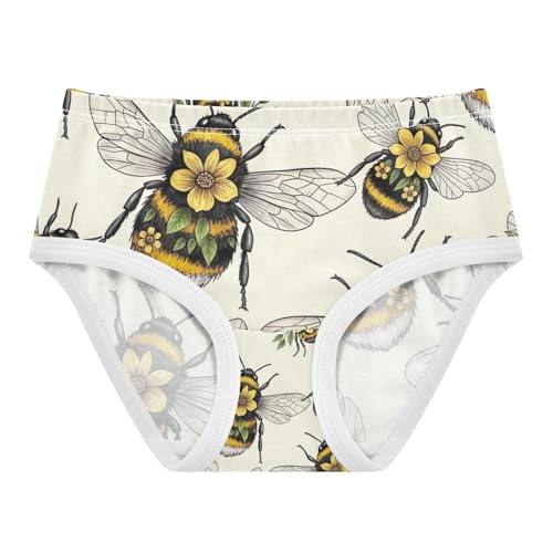 Yellow Flowers Leaves Wings Undies for Toddler Girls, Girls Briefs, 2T–8 Years