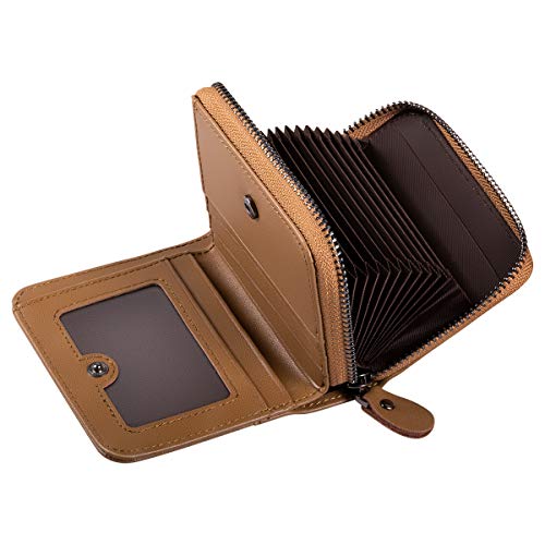 HUANLANG Mens Wallet RFID Blocking Multi Card Holder Wallets for Men Bifold Wallet with Zipper Small Men s Leather Wallet