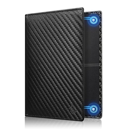 FINTIE KFZ Fahrzeugschein Hülle und Versicherungshalter- Magnetverschluss Auto Organizer für das Handschuhfach im Scheckkarten Schutzhülle Kartenhülle mit Premium Kunstleder Carbonfaser Schwarz