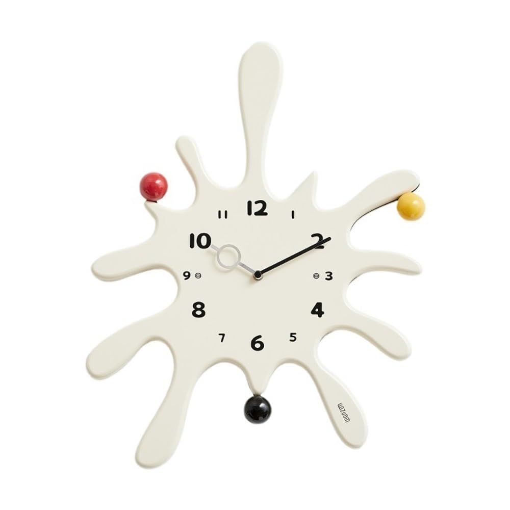 FbqLhe1ahh Office 37.5 * 48cm Silent Cream Kitchen Wall Clock Numerals, Quartz Decorative Retro Clocks for Living Room Modern Bedroom Decorative