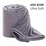 [page_title]-WLIVE Kuscheldecke, Ultraweiche 450 GSM Super Flauschige Warme Robuste Korallenvlies Bettüberwürfe für 4 Jahreszeiten, Faltenbeständig, Anti-Fade, 150 cm x 200 cm, Grau