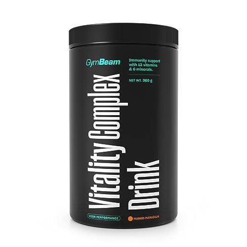 GymBeam Vitality Complex Drink - Multivitaminico in Polvere con Vitamine e Minerali, 23 Principi Attivi, L-Glutammina, Inulina e Maca per Immunità, Nervi, Energia (360 g, Mango - Maracuja)