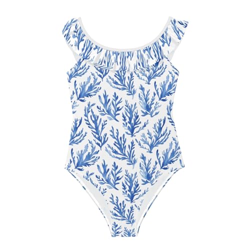 Trajes de baño de una pieza para niñas con estampado de algas de 3 a 6 años