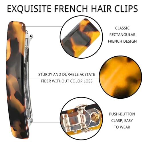 KEYRI Pack of 6 Hair Clips 7.5 cm French Hair Clips Automatic French Hair Clip Volume Clip French Barrette Clip Colourful Hair Clips Hair Clip for Girls and Women (Six Colours)