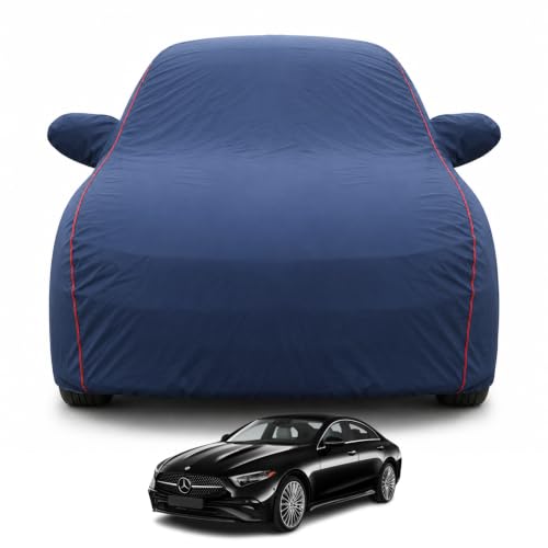 Image of Premium Car Cover for Mercedes CLS Model | Waterproof, UV & Dust Protection | Mirror & Antenna Pocket | Triple Stitched, Soft Inner Lining, Belt & Buckle (Navy Blue)