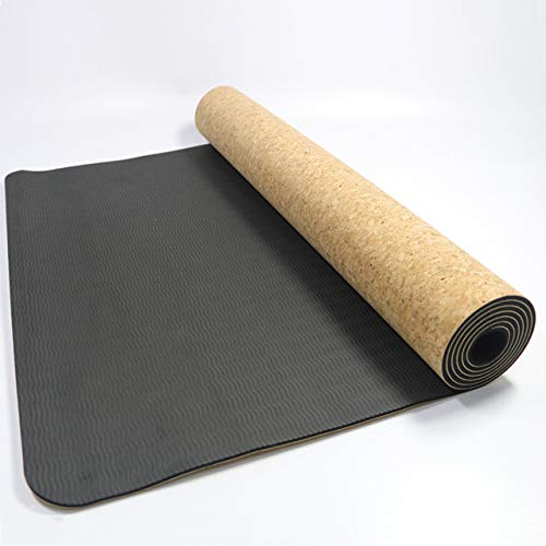 Tappetino Yogatappetino Da Yoga Da 5 Mm Tappetino Da Yoga In Sughero Naturale Tpe Tappetini Da Yoga Antiscivolo Palestra Per Il Fitness Sport Pilates Cuscinetti 183X68Cm Assorbe Il Sudore Inodore