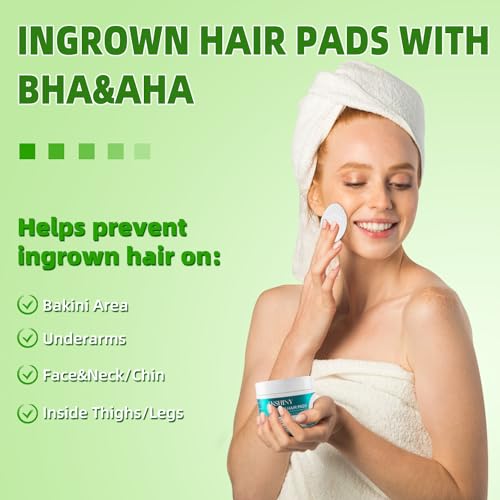 TKSHINY Ingrown Treatment Hair Pads, with AHA+BHA, Ingrown Hair Wipes For Bikini Area, Razor Bumps, Underarm , Exfoliate Skin,Ingrown Hair Serum for Face, Neck, 50 Pads — view 2