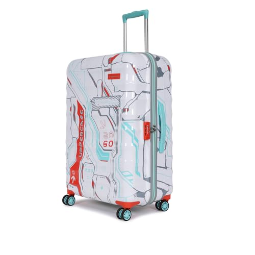 Image of uppercase Cyber Punk (Large) 76Cms Check-In Inline Trolley Bag For Travel|Polycarbonate Hardshellsided Printed Luggage|Combination Lock|8 Wheel Trolley Bag|Suitcase For Unisex|(White),H-75.5 cms