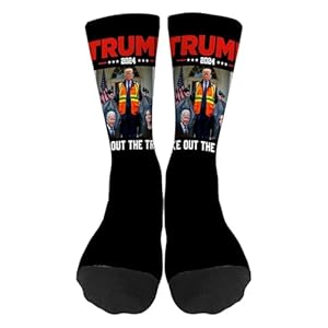 Trump 2024 Takes Out The Trash Trump Garbages Man Socks for Men Half Calf Sock Colorful Fancy Crazy Design socks Unisex Novelty Gifts for Daughter