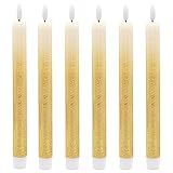 DRomance 3D Flame LED Flickering Taper Candles with 6 Hour Timer, Set of 6 Batteries Operated Flameless Taper Candles Real Wax Warm Light Christmas Decoration(0.78