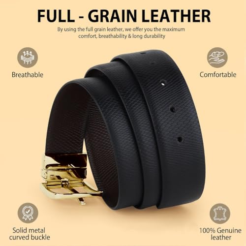 Image of HAYES LONDON Belts for Men Leather Original - Belt for Men Formal with Classic Design, Durable and Italian Reversible Men Belts for All Occasions