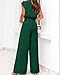PRETTYGARDEN Ladies Spring Fashion 2 Piece Set Plain Strappy Cropped Tops Flowy Long Pant Loose Fit Soft Workout Sets(Solid Dark Green,Small)