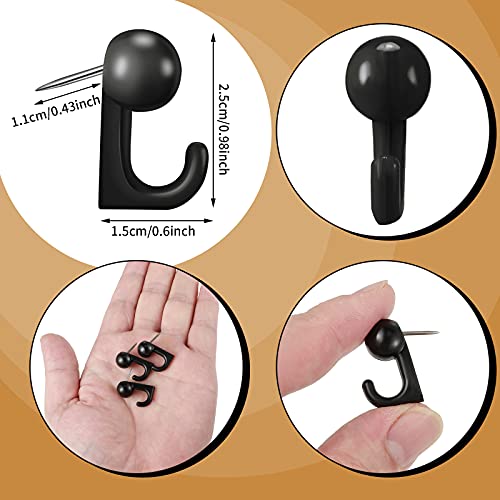 50 Pieces Push Pin Hooks Plastic Heads Pin Tacks Wall Thumb Tacks Hanging Nails Decorative Push Pins Hooks For Cork Bulletin Board Map Photos Calendar, Home Office School Supplies (Black) #TOP1