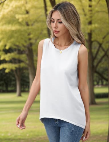 Image of Zeagoo Womens Sleeveless Sweater Vest Crewneck Knit Loose Sweater Tank Tops Lightweight Shirts Blouses 2026