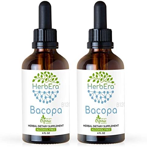 Bacopa B120 (2pcs) Alcohol-Free Herbal Extract Tincture, USDA Organic Concentrated Liquid Drops Natural Bacopa (Bacopa Monnieri) Dried Herb (2x4 fl oz)