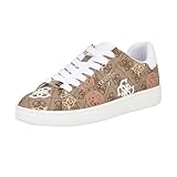 Guess Women's Renzy Sneaker, Medium Natural/Beige Logo 101, 7.5