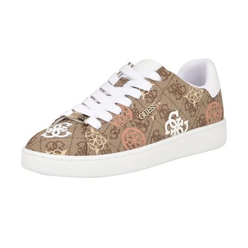 Guess Women's Renzy Sneaker, Medium Natural/Beige Logo 101, 7.5