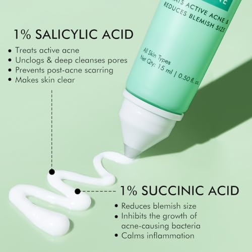 mCaffeine 1% Salicylic Acid Acne Arrest Spot Corrector with 1% Succinic Acid & Matcha Tea | Anti Acne Gel for Active Acne & Acne Scars | Reduces... - Image 3