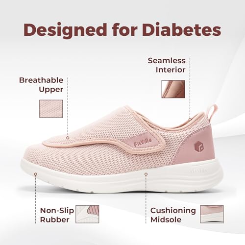 Image of FitVille Diabetic Shoes for Women Extra Wide Walking Shoes Slip-On Orthopedic Shoes with Adjustable Strap for Swollen Feet Neuropathy - EasyTop Wings V2