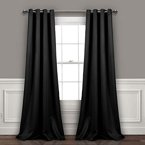 Lush Decor Insulated Grommet Blackout Window Curtain Panels, Pair, 52" W x 84" L, Black - Classic Modern Design - Chic Window Decor - Long Curtains For Living Room, Bedroom, Or Dining Room by Lush Decor - Used condition - US$13.25