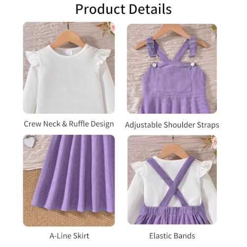 Image of HIHA Little Girls Adjustable Corduroy Pinafore Overall Dress Set Size 6-12