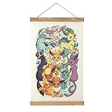 RONIG Anime Poster Wall Hanging Scroll Wooden Frame Poster Canvas Wall Art For Bedroom Decor 13x20in, red