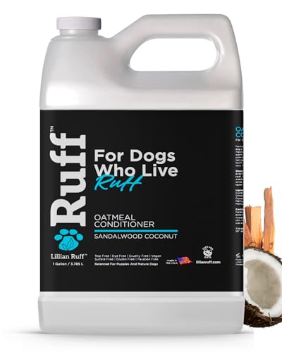 Ruff by Lillian Ruff Sandalwood Coconut Oatmeal Conditioner for Dogs – Moisturize & Soothe Dry Itchy Skin, Promote Healthy Coat, Tear-Free, Sulfate-Free, Paraben-Free, Made in USA (Gallon)